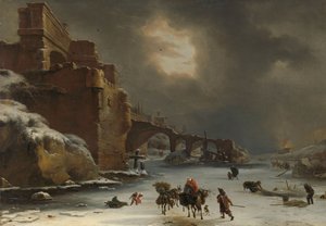 Stadsmurar om vintern, ca 1650-70 (olja på duk)