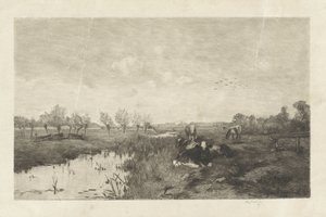 Polderlandskap med kor av Willem Steelink (II)