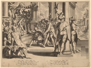 Allegori om rättvisa av Willem Swanenburgh, after Joachim Anthonisz Wtewael
