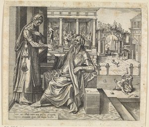 Sara ber Abraham att skicka iväg Hagar och Ismael Hagars och Ismaels historia (serietitel) av Willem Thibaut