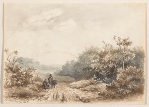 Landskap med en familj, ett får och en hund av Willem Valter Pzn