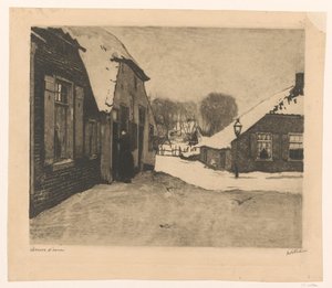 Snötäckta hus i Ede av Willem Witsen (signed by artist)