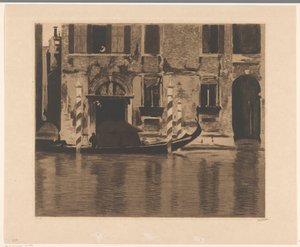 Gondol med överbyggnad i Canal Grande i Venedig av Willem Witsen (signed by artist)