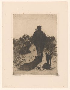 Herde med hund bakom sin flock av Willem Witsen (signed by artist)