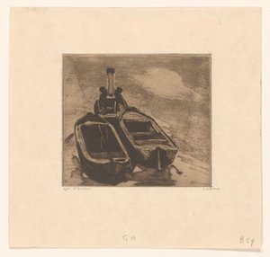 Bogserbåt med två pråmar av Willem Witsen (signed by artist)