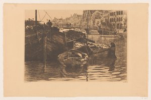Torvskepp i Oude Schans i Amsterdam av Willem Witsen (signed by artist)
