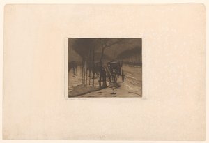 Väntande vagnar på Victoria Embankment i London av Willem Witsen (signed by artist)