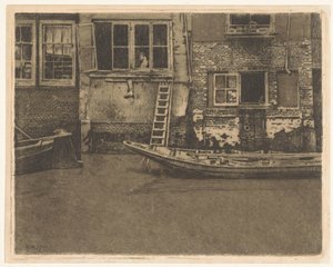 Bakre fasader på Voorstraat 463, 465 och 467 i Dordrecht av Willem Arnoldus Witsen