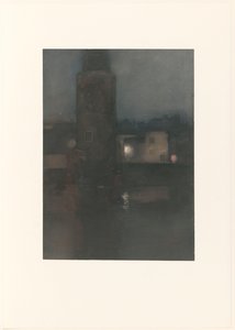 Montelbaanstoren i Amsterdam på natten av Willem Arnoldus Witsen