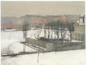 Utsikt över Oosterpark i snön av Willem Arnoldus Witsen