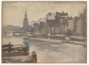 Utsikt över Oude Schans på Montelbaanstoren av Willem Arnoldus Witsen