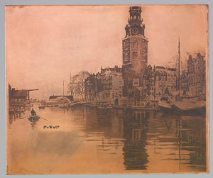Gamla Schans med Montelbaanstoren och roddbåt av Willem Arnoldus Witsen
