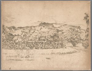 Utsikt över vulkanen De Kloet, Gambar av Willem Arnoldus Witsen