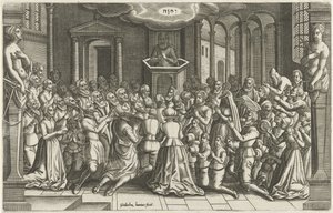 Thanksgiving i en kyrka efter lättnaden i Leiden Orlers