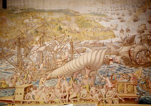 Erövring av Tunis av kejsar Karl V: Golettes säte 1535. Detalj av en gobeläng av Willem de Pannemaker (aktiv omkring 1535-1554) 1554 Alcazar de Seville