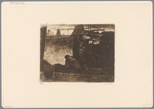 Man på kajen i en hamn På kajen (originaltitel) av Willem de Zwart (signed by artist)