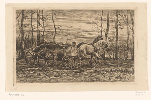 Vagn med spets dragen av två hästar Sträckt vagn med spets (originaltitel) av Willem de Zwart