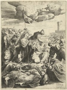 Saint Ursula belägrade av hunnerna av Willem van Haecht (II)