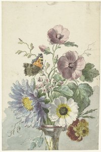 Bukett blommor med en fjäril