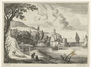 By vid en vik Italienska landskap (serietitel) av Willem van Nieulandt (II)
