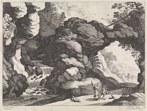 Landskap med Hagar och Ismael Italienska landskap (serietitel) av Willem van Nieulandt (II)