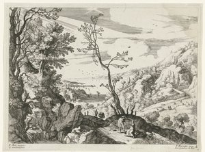 Landskap med Juda och Tamar Italienska landskap (serietitel) av Willem van Nieulandt (II)