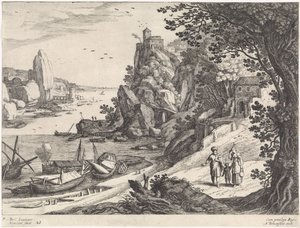 Landskap med utvisningen av Hagar och Ismael Italienska landskap (serietitel) av Willem van Nieulandt (II)