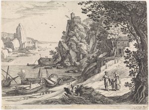 Landskap med utvisningen av Hagar och Ismael Italienska landskap (serietitel) av Willem van Nieulandt (II)