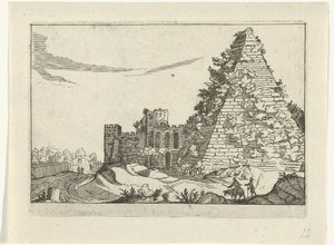 Piramide van Gaius Cestius Romerska ruiner (serie 2) (serietitel) av Willem van Nieulandt (II)