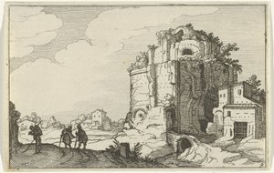 romersk ruin Romerska ruiner och kustlandskap (serie 1) (serietitel) av Willem van Nieulandt (II)