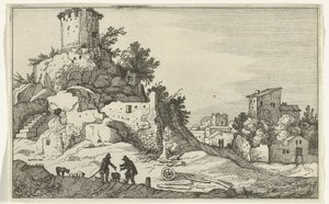 Ruin av ett torn Romerska ruiner och kustlandskap (serie 1) (serietitel) av Willem van Nieulandt (II)