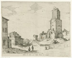 Torre delle Milizie och Pantheon Torre di Conti e Santo Maria di retonde (titel på objekt) Utsikt över Rom (serietitel)