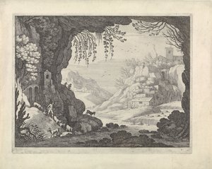 Landskapsvy från grottan av Willem van Nieulandt (II)