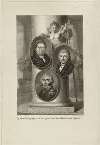 Minnesmärke med porträtt av Joan Melchior Kemper, Cornelis Anthony Fannius Scholten, Gijsbert Carel Rutger Reinier van Brienen van Ramerus. NL-HlmNHA 1477 53011449 av Willem van Senus