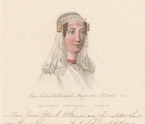 Huvudbonad av en flicka från Alkmaar, 1816 A North Holland girl from Alkmaar / Une Jeune d