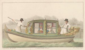 Zaan tältjakt, 1816 En Noord-Hollandsch Tentjagtje på Zaan / Une barque de Compagnie nommée Tentjagje à Zaandam (titel på objektet)
