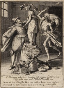Döden med en pil på väg att slå ner mannen, 1609