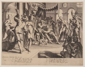 Domare Bias fäller tårar, plansch 9 från Thrones of Justice (Thronus Iustitiae)