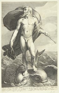 Neptunus rider på två delfiner