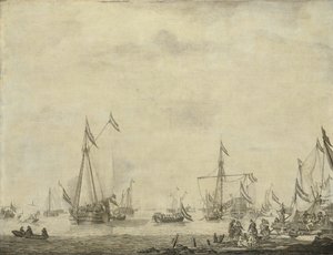 Royal Yacht and State Yacht Segla från Moerdijk med Charles II, kung av England, ombord, 1660
