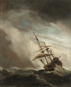 Ett skepp på öppet hav fångat av en storm, känd som "The Gust" Ett fartyg på öppet hav i en rasande storm, känt som "The Gust of Wind"