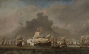Sjöstrid mellan Michiel Adriaensz de Ruyter och hertigen av York på den kungliga prinsen under slaget vid Solebay, 7 juni 1672: avsnitt från det tredje anglo-holländska kriget