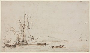 Yacht tar emot salut av Willem van de Velde