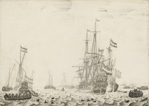 Holländska skepp nära kusten, tidigt 1650-tal.