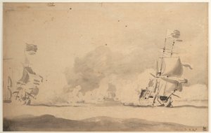 Ett holländskt fartyg jagar ett engelskt fartyg