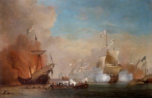 Pirates Attacking a British Navy Ship, 1600-talet.
