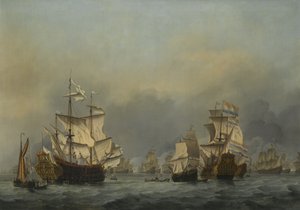 Fyra dagars striden, ca. 1670 av Willem van de Velde the Younger