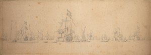Ett krigsråd i den holländska flottan av Willem van de the Elder Velde