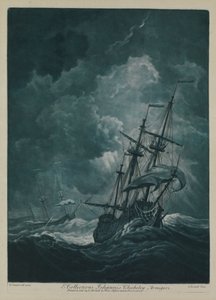 Ett fartyg i stormvind av Willem van de the Elder Velde