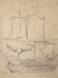 Porträtt av en engelsk tredjestatsman, ca 1685 (grafit, grå lav) av Willem van de the Elder Velde
